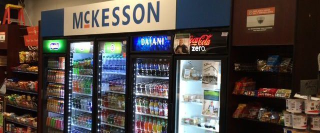 Various vending machines within market